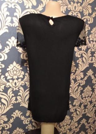 Нежная черная блузочка с гипюрным передом4 фото