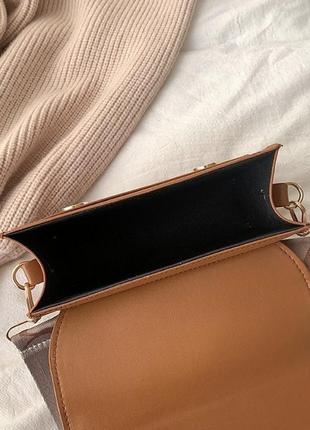 Жіноча сумка крос-боді на ремінці замшева коричнева руда2 фото