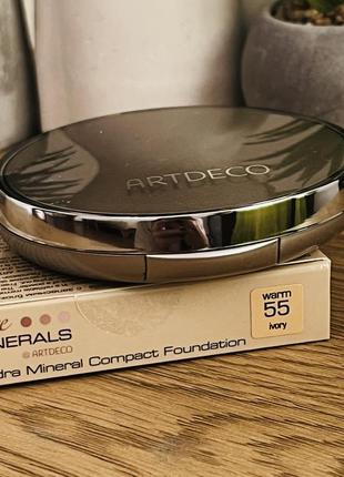 Оригінал компактна мінеральна пудра для обличчя artdeco hydra mineral compact foundation 55 ivory оригинал пудра6 фото