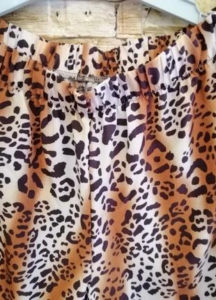 Літні крепдешинові штани принт лео леопард легка струминна тканина довгі палаццо летние крепдешинов2 фото