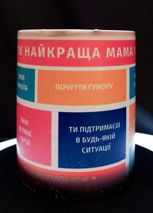 Чашка-хамелеон у подарунок мамі із принтом "чому ти найкраща в світі", 330 мл2 фото