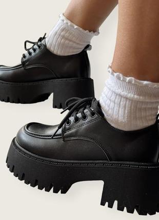 Черные оксфорды ботинки на шнуровке, люксовое качество1 фото