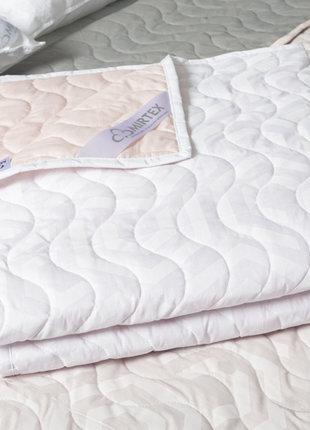 Покрывало-одеяло летнее двухстороннее бело-персиковое 140×205, 170×210, 200×220