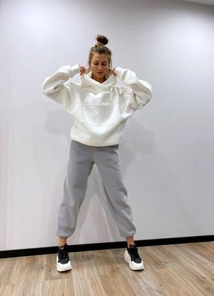 Костюм ❤️ oversize худи и джоггеры свободного кроя кофта и штаны женские спортивный комплект теплый3 фото