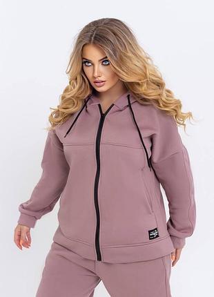 Женский спортивный костюм на флисе, модный спортивный костюм на флисе, прогулочный костюм, прогулочный костюм, теплый костюм на осень2 фото