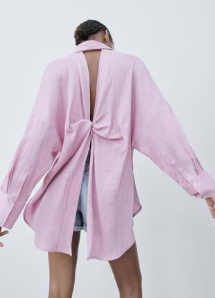 Zara oversize сорочка з вузлом10 фото