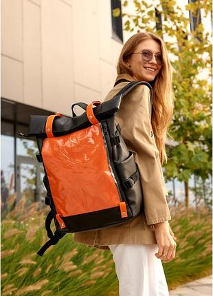 Женский рюкзак sambag rolltop hacking черно-оранжевый