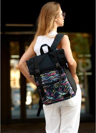 Женский тканевый рюкзак sambag rolltop zard с принтом "abstract"