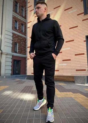Мужской теплый зимний черный базовый спортивный костюм кофта + штаны1 фото