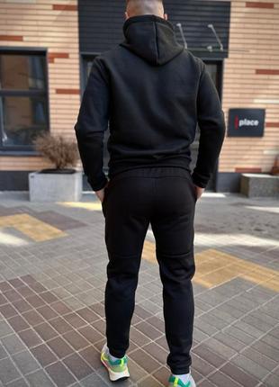Мужской теплый зимний черный базовый спортивный костюм кофта + штаны6 фото