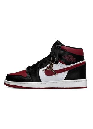 Чоловічі кросівки nike air jordan 1 high black wine white найк аир джордан