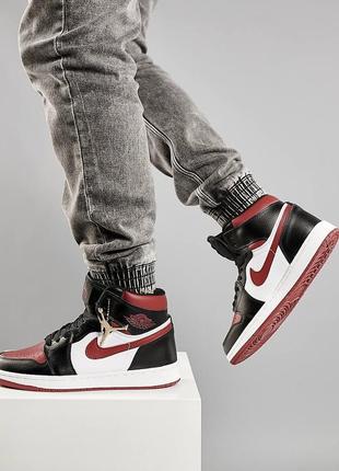 Мужские кроссовки nike air jordan 1 high black wine white найк аир джордан3 фото