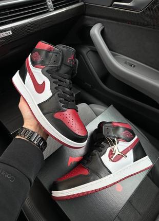 Мужские кроссовки nike air jordan 1 high black wine white найк аир джордан9 фото