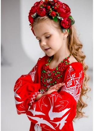 Платье вышиванка с кружевом для девочек 110-1584 фото