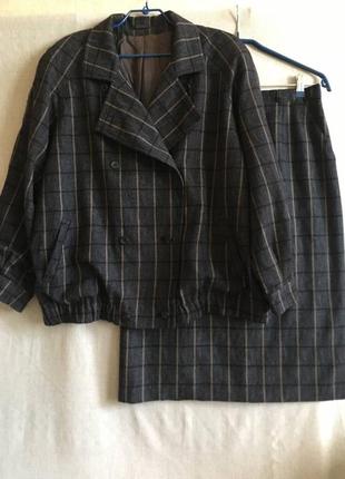 Шерстяной костюмoundard muller юбка + бомбер в клетку