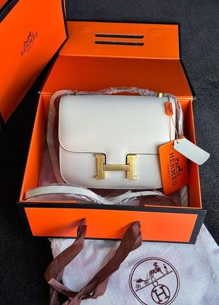 Сумка кроссбоді premium hermes constance 18 epsom calf cream