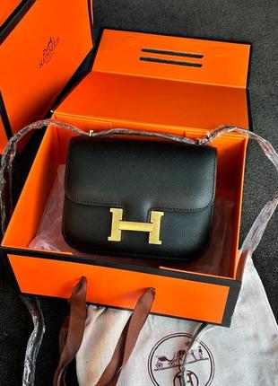 Сумка кроссбоди premium hermes constance 18 epsom calf black1 фото