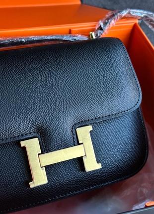 Сумка кроссбоди premium hermes constance 18 epsom calf black3 фото