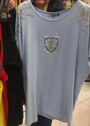 Шикарная нарядная футболочка,открытые плечики в камнях, турция.