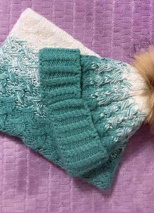 Зимовий комплект, набір шапка і шарф2 фото