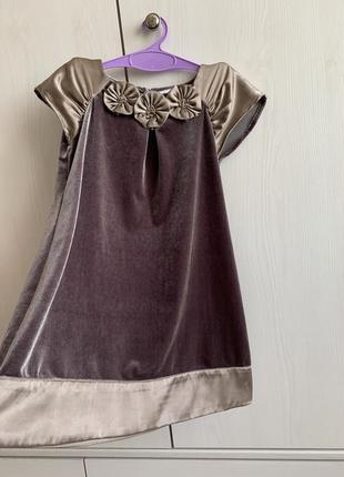 Бархатное стильное платье 4-5 лет5 фото