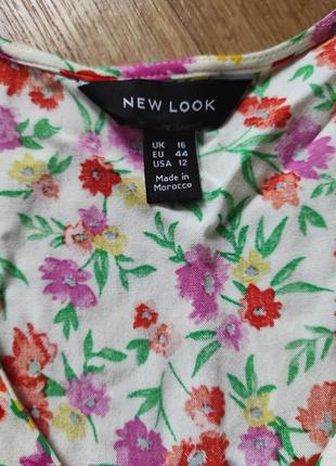 Віскозна блуза блузка з натуральної тканини з баскою і пишними рукавами ліхтариками в квітковий принт4 фото