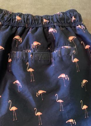 Пляжные шорты плавки next  синего цвета принтом фламинго размер m6 фото