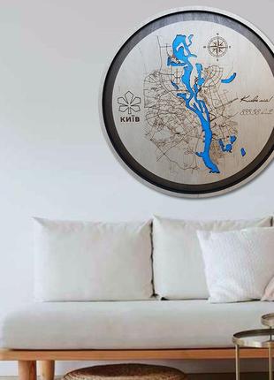 Деревянная карта киева (любой город) 3д карта киева с гравировкой многослойная карта города лк3