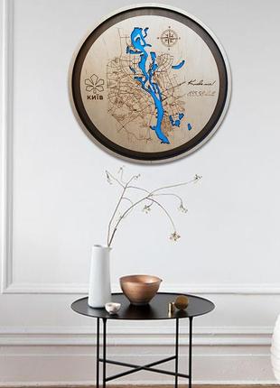 Деревянная карта киева (любой город) 3д карта киева с гравировкой многослойная карта города лк3