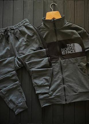 Осенний серый спортивный костюм комплект the north face сірий костюм на осінь the north face з олімпійкою