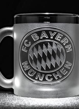 Чашка с гравировкой лого футбольного клуба фк бавария мюнхен fc bayern münchen sanddecor