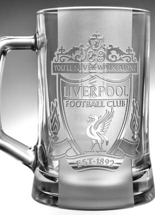 Бокал для пива з гравіюванням логотипу футбольного клубу ліверпуль fc liverpool на дві сторони 670 мл3 фото