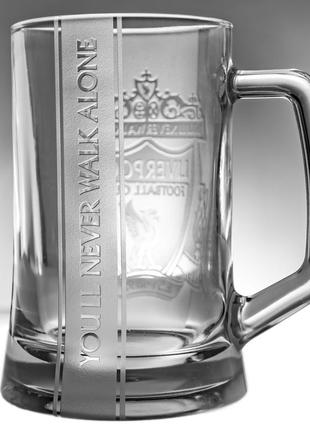 Бокал для пива з гравіюванням логотипу футбольного клубу ліверпуль fc liverpool на дві сторони 670 мл2 фото