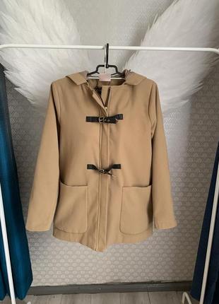 Пальто укороченное женское полупальто размер m l с капюшоном осень весна1 фото