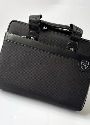 Портфель деловой черный с отделом под ноутбук через плечо moltani