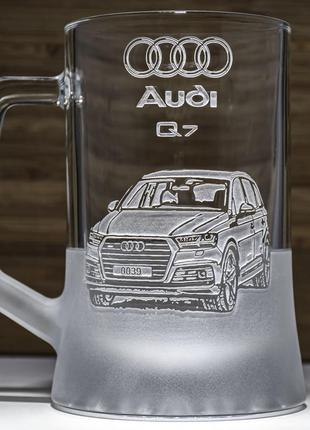 Бокал для пива с гравировкой audi q7 sanddecor