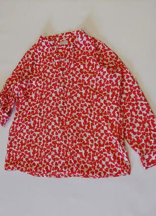 Стильная блуза, рубашка белая в красные сердечки milano 46-483 фото