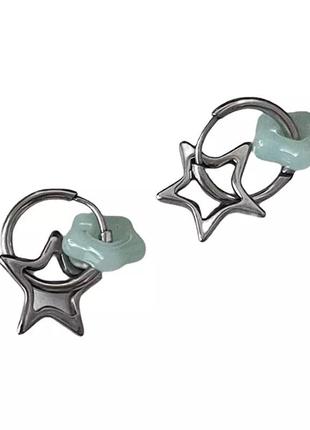 Серебристие сережки сережки со звездой сережки трансформери8 фото