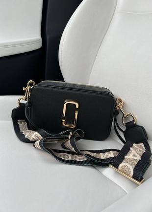 Женская сумка marc jacobs logo black gold4 фото