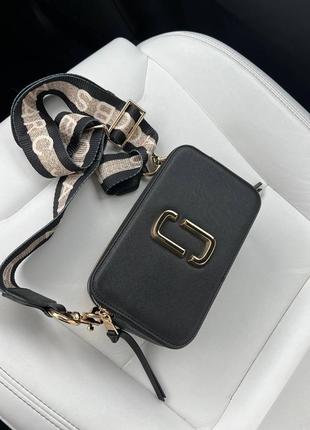 Женская сумка marc jacobs logo black gold