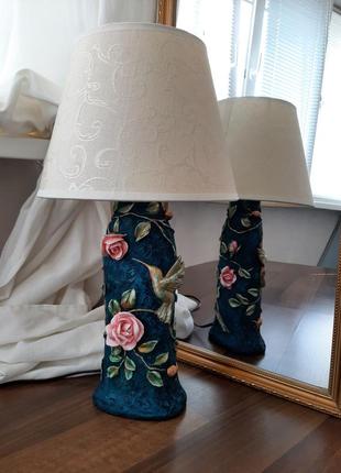 Авторская настольная лампа, ночник, светильник в стиле "шинуази", на заказ1 фото