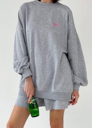 Костюм хлопковый с сердечком худи + хорты ami