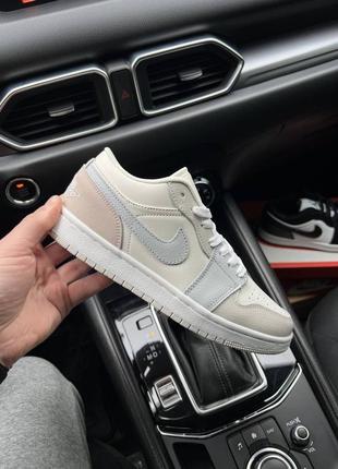 Кроссовки женские nike air jordan 1 low beige &amp; gray &amp; powdery