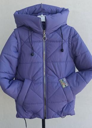 Куртка жилет демісезонна матова лілова