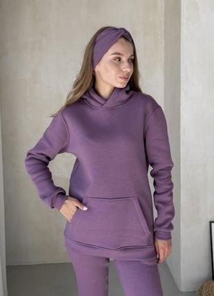 Жіночий теплий костюм теплий спортивний костюм модні теплі костюми теплий костюм на флісі теплий костюм худі та штани3 фото