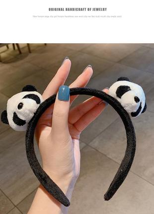 Бархатный обруч ободок панда мягкий детский обмен2 фото