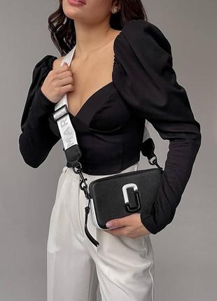 Жіноча сумка marc jacobs black white logo9 фото