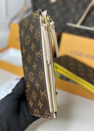 Жіночий коричневий клатч louis vuitton стильний гаманець портмоне для купюр та монет луї віттон