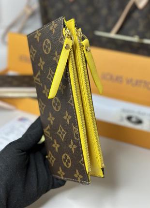 Женский коричневый кошелек  louis vuitton monogram стильный брендовый бумажник с логотипом луи виттон клатч