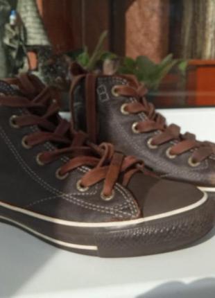 Конверсы коричневые кожанные,converse all star brown1 фото